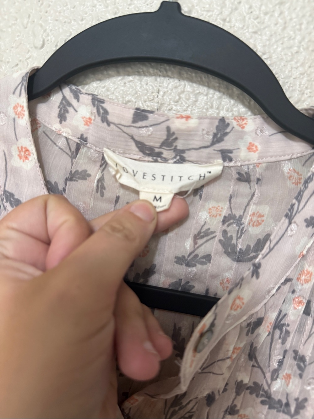 lovestitch Blush Floral Pintuck Peasant Blouse - Picture 2 of 4
